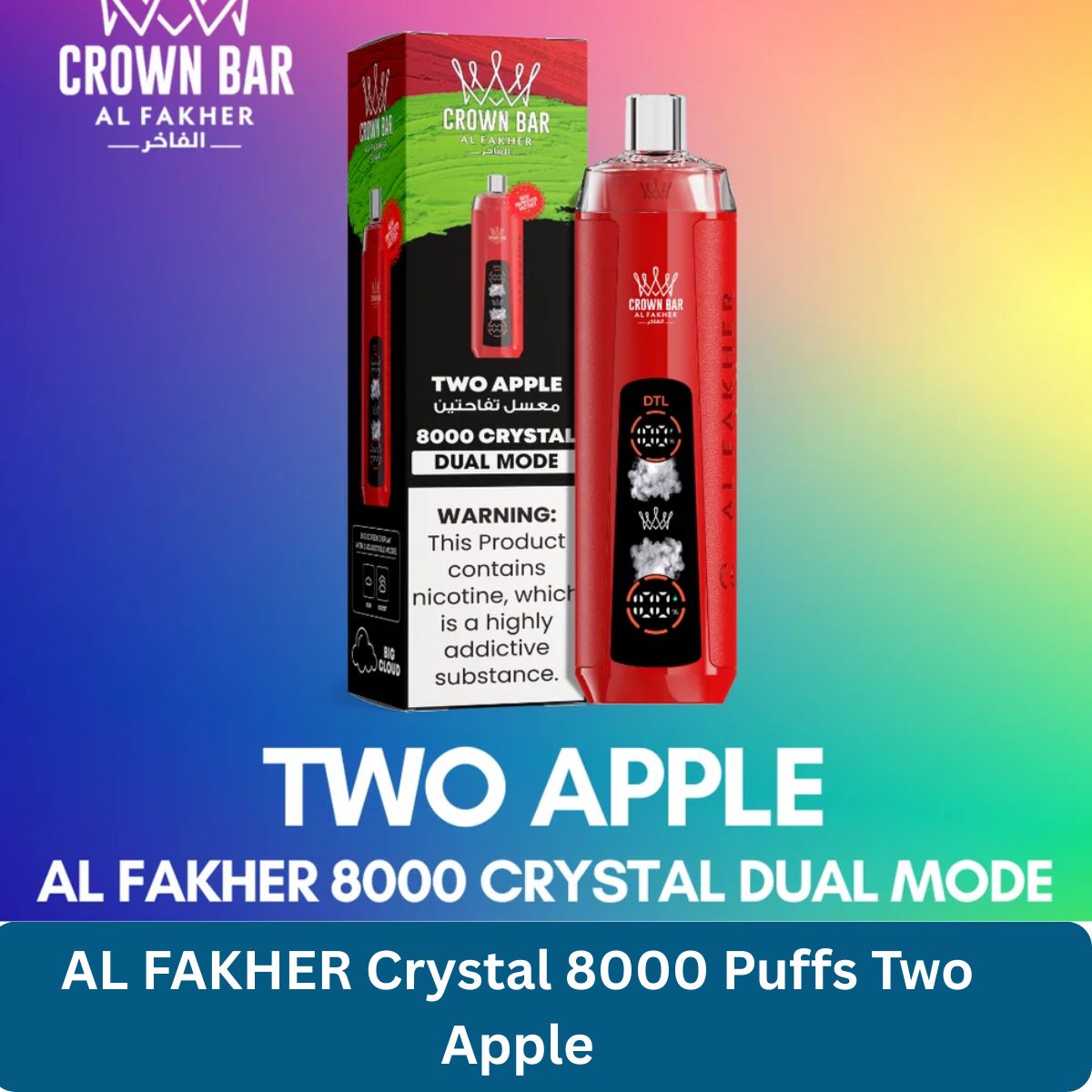 AL FAKHER Crystal 8000 Puffs Two Apple