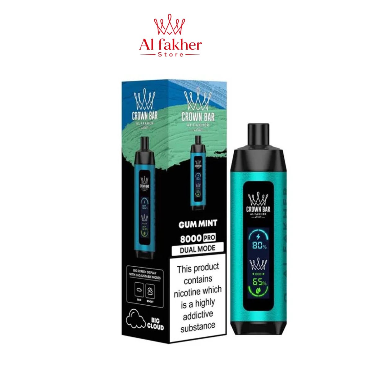 Al Fakher Crown Bar 8000 Puffs Gum Mint