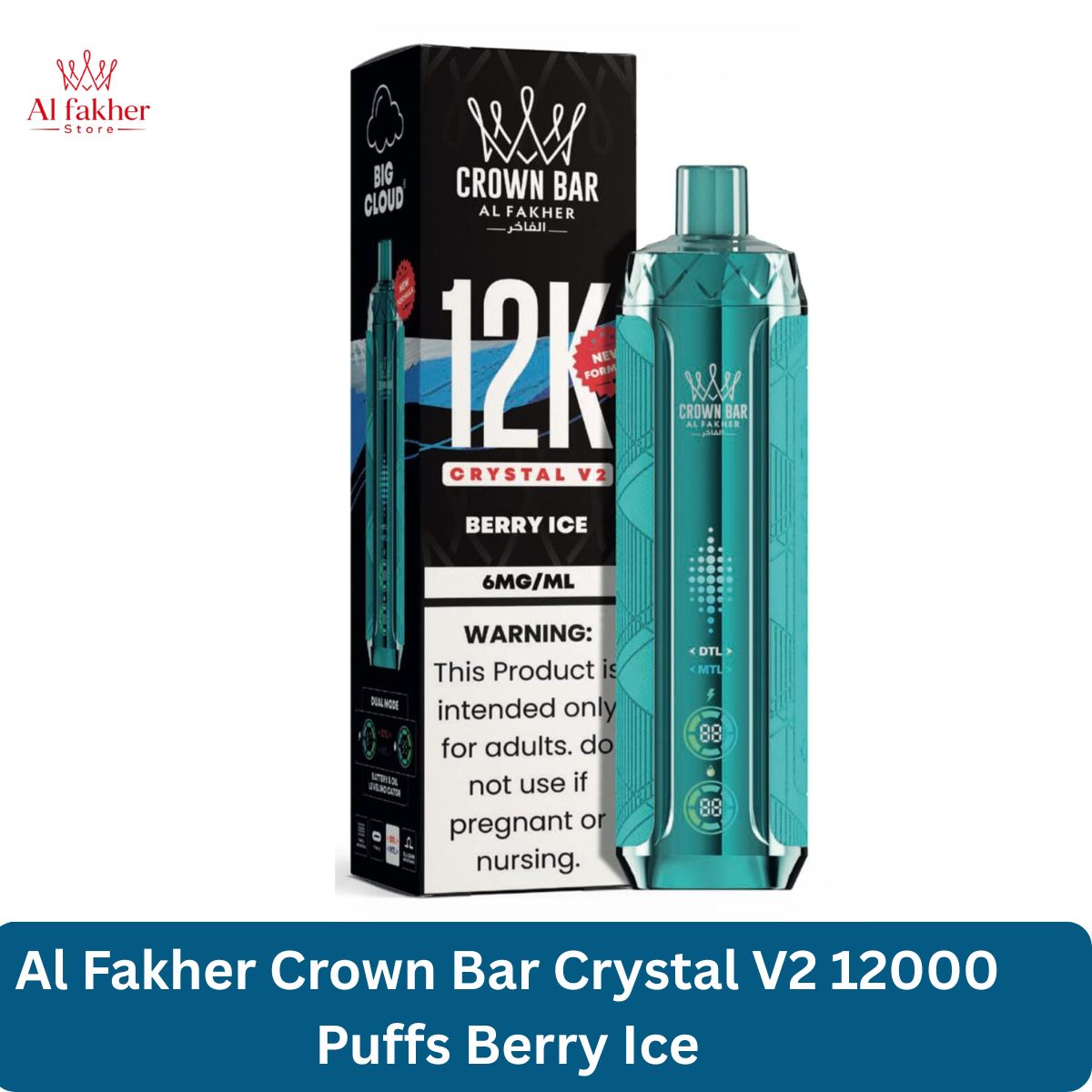 Al Fakher Crown Bar Crystal V2 12000 Puffs Berry Ice