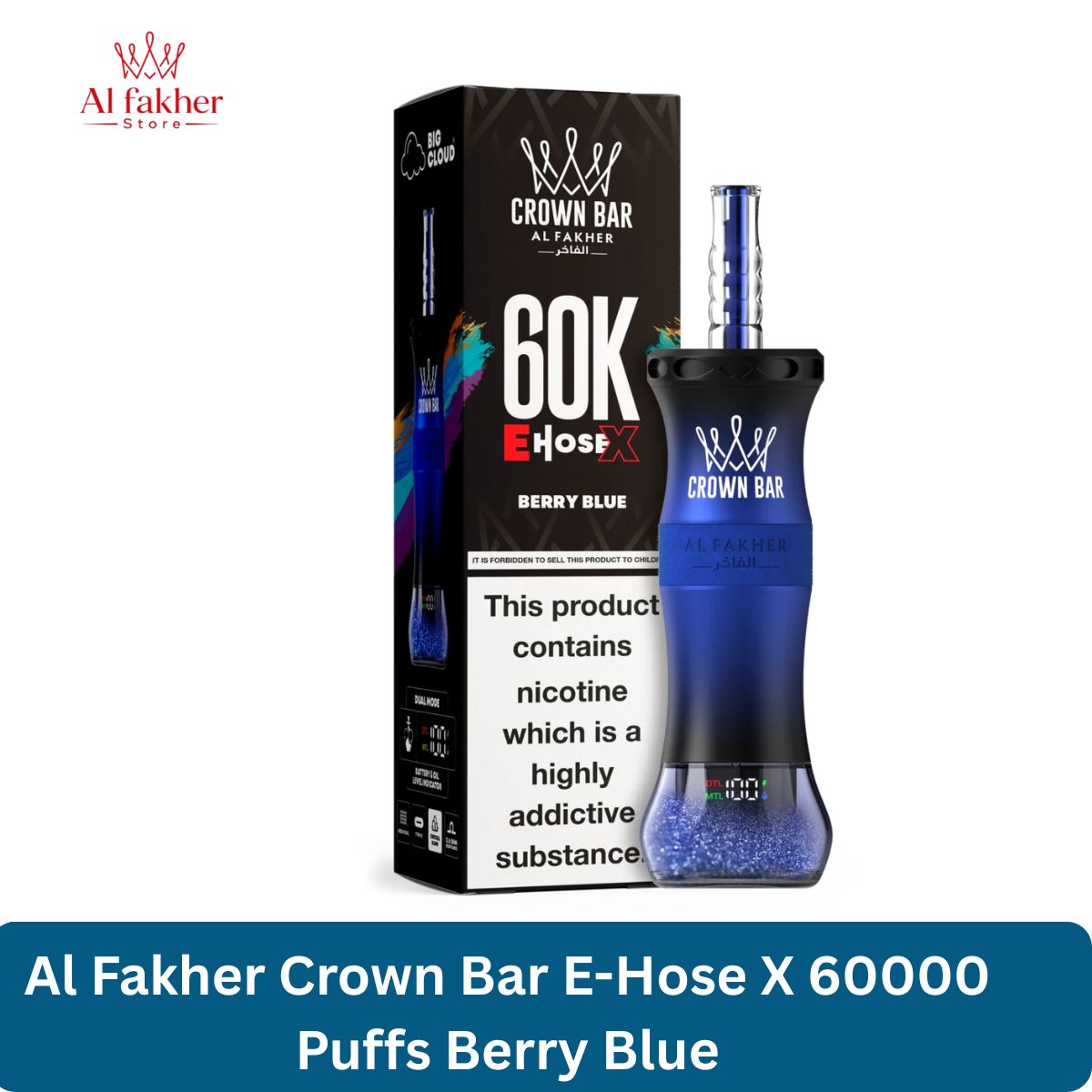 Al Fakher Crown Bar E-Hose X 60000 Puffs Berry Blue