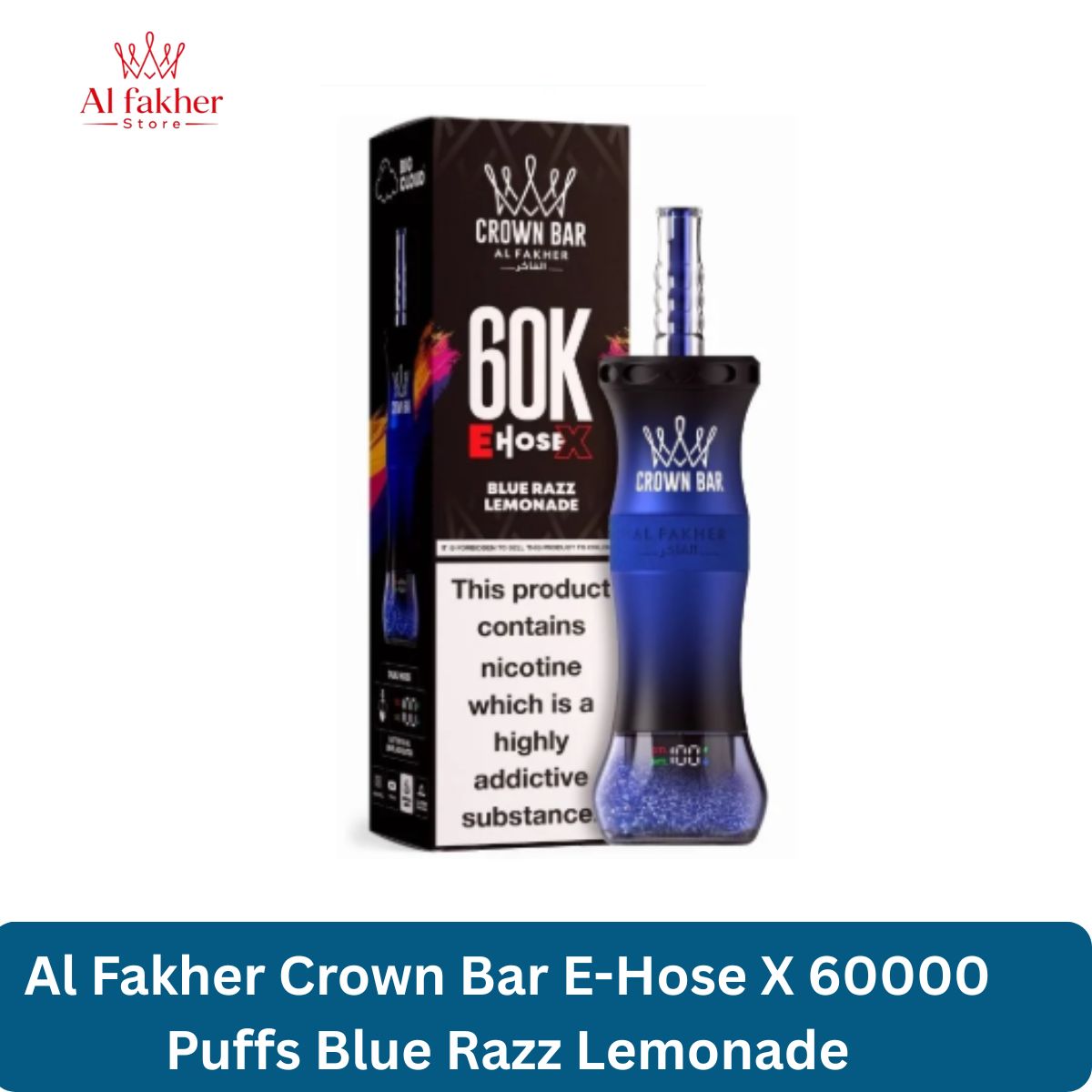 Al Fakher Crown Bar E-Hose X 60000 Puffs Blue Razz Lemonade