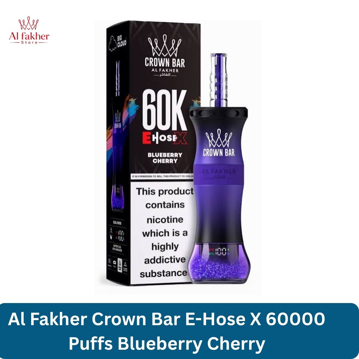 Al Fakher Crown Bar E-Hose X 60000 Puffs Blueberry Cherry