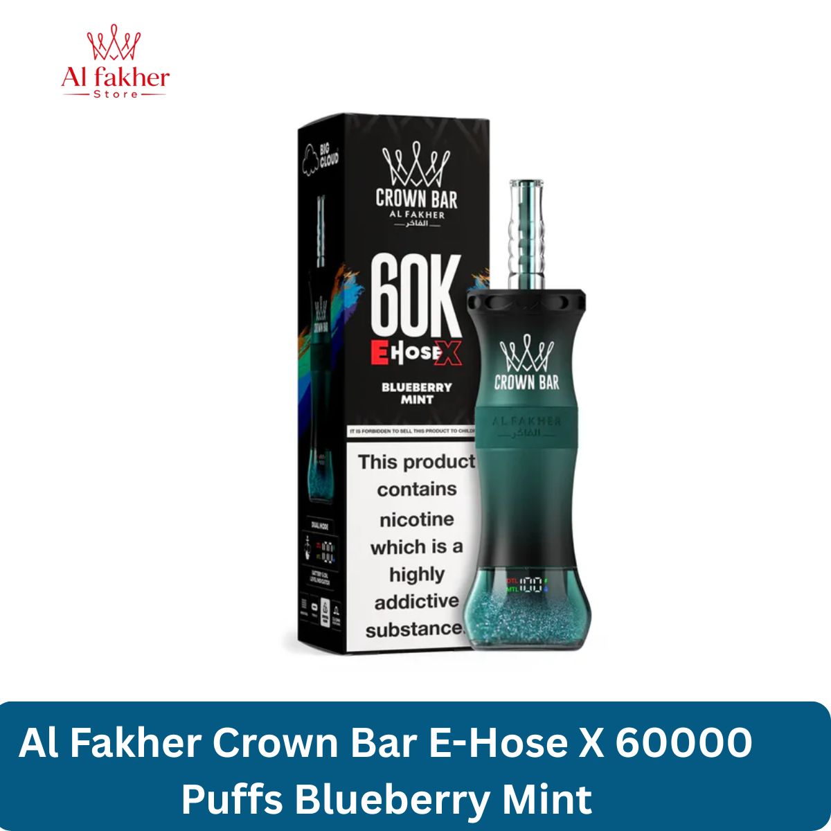 Al Fakher Crown Bar E-Hose X 60000 Puffs Blueberry Mint