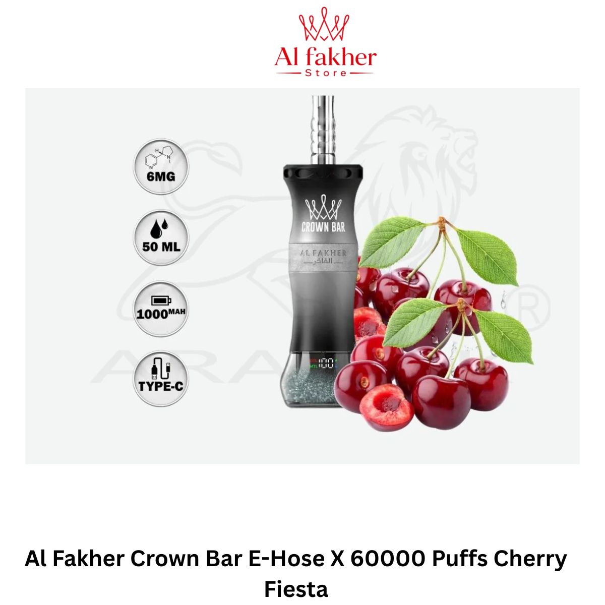 Al Fakher Crown Bar E-Hose X 60000 Puffs Cherry Fiesta
