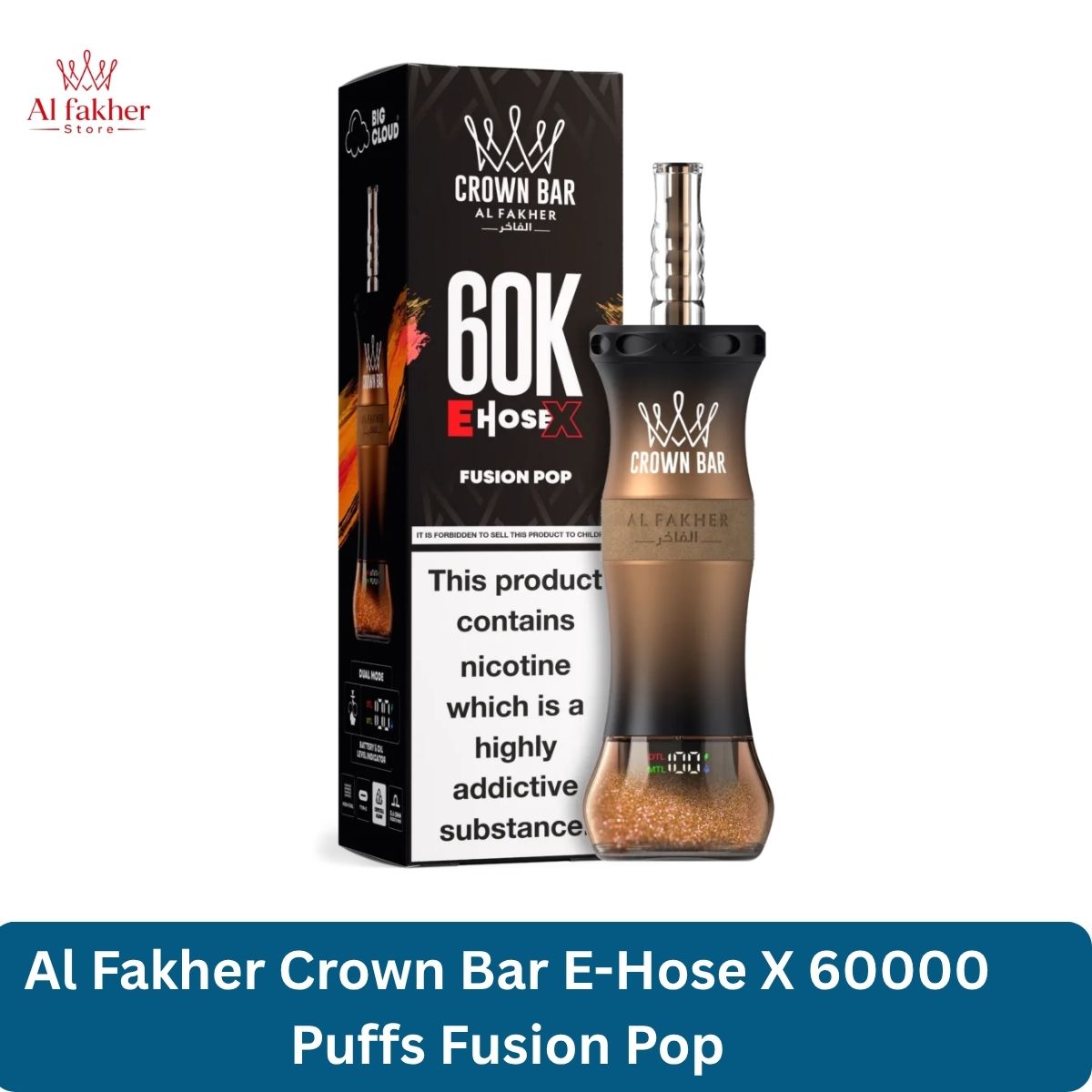 Al Fakher Crown Bar E-Hose X 60000 Puffs Fusion Pop