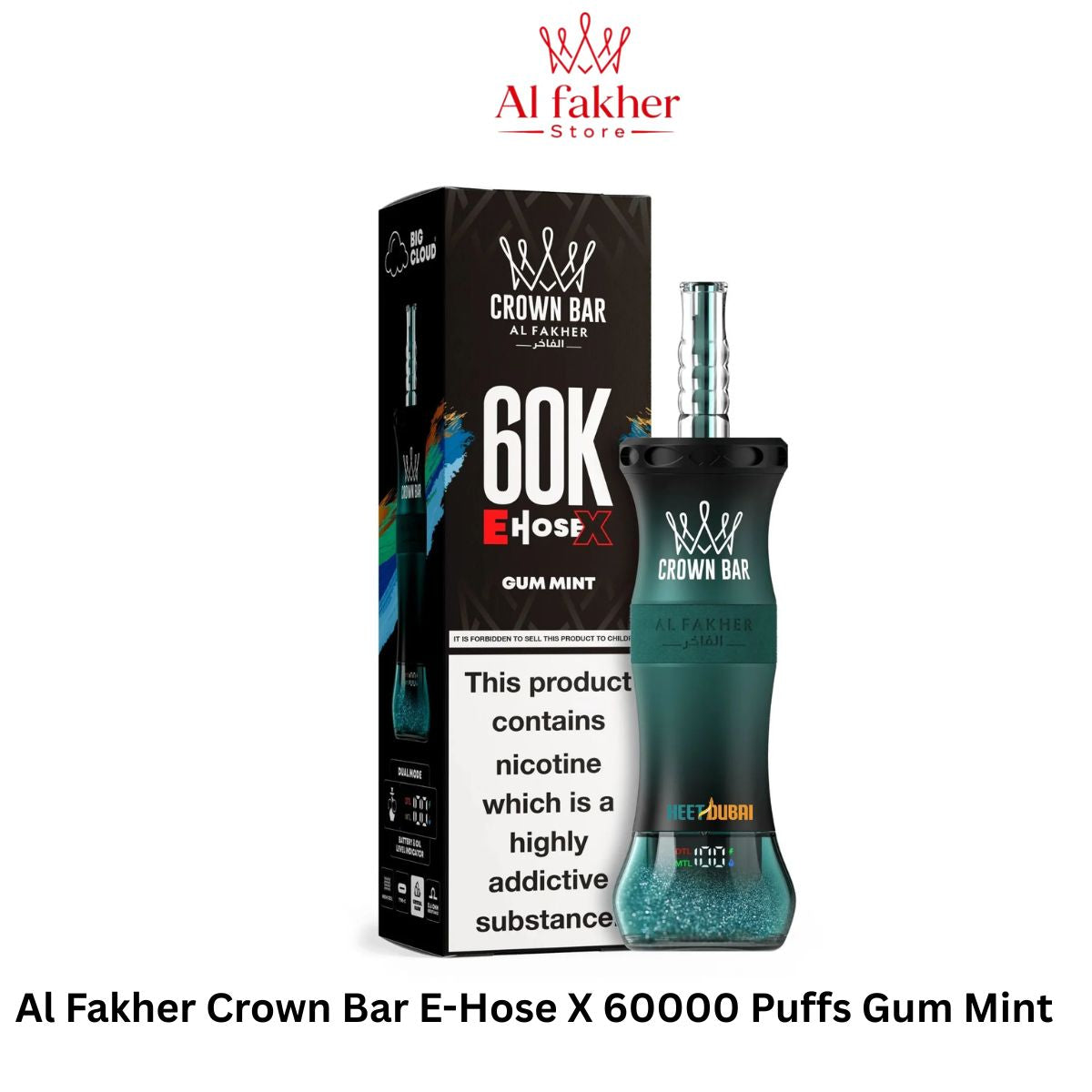 Al Fakher Crown Bar E-Hose X 60000 Puffs Gum Mint