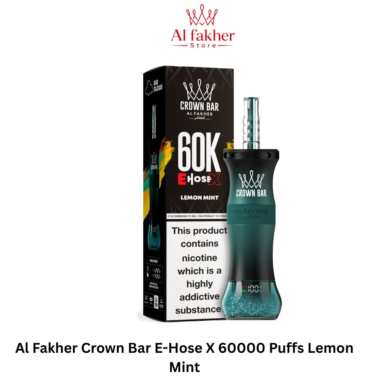 Al Fakher Crown Bar E-Hose X 60000 Puffs Lemon Mint