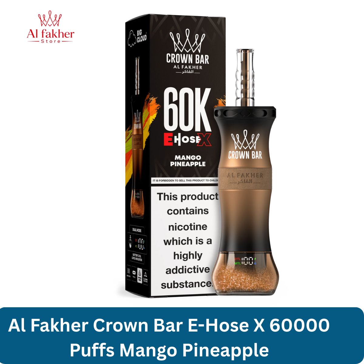 Al Fakher Crown Bar E-Hose X 60000 Puffs Mango Pineapple
