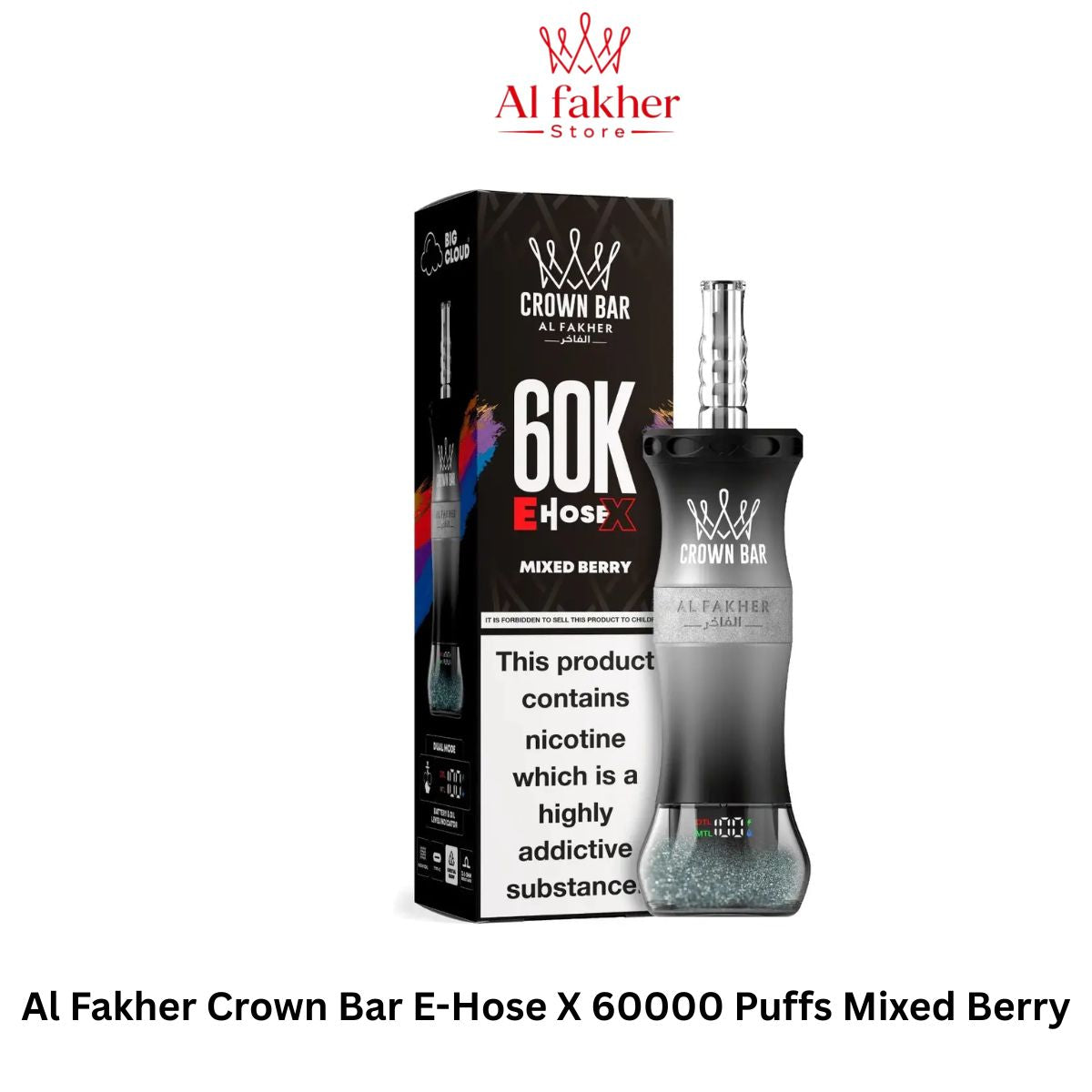 Al Fakher Crown Bar E-Hose X 60000 Puffs Mixed Berry