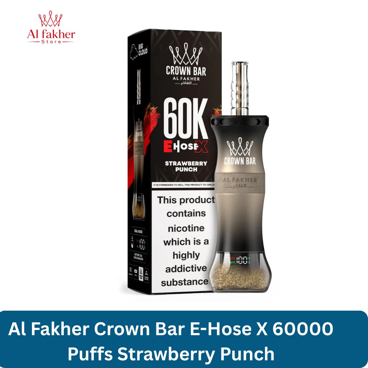 Al Fakher Crown Bar E-Hose X 60000 Puffs Strawberry Punch