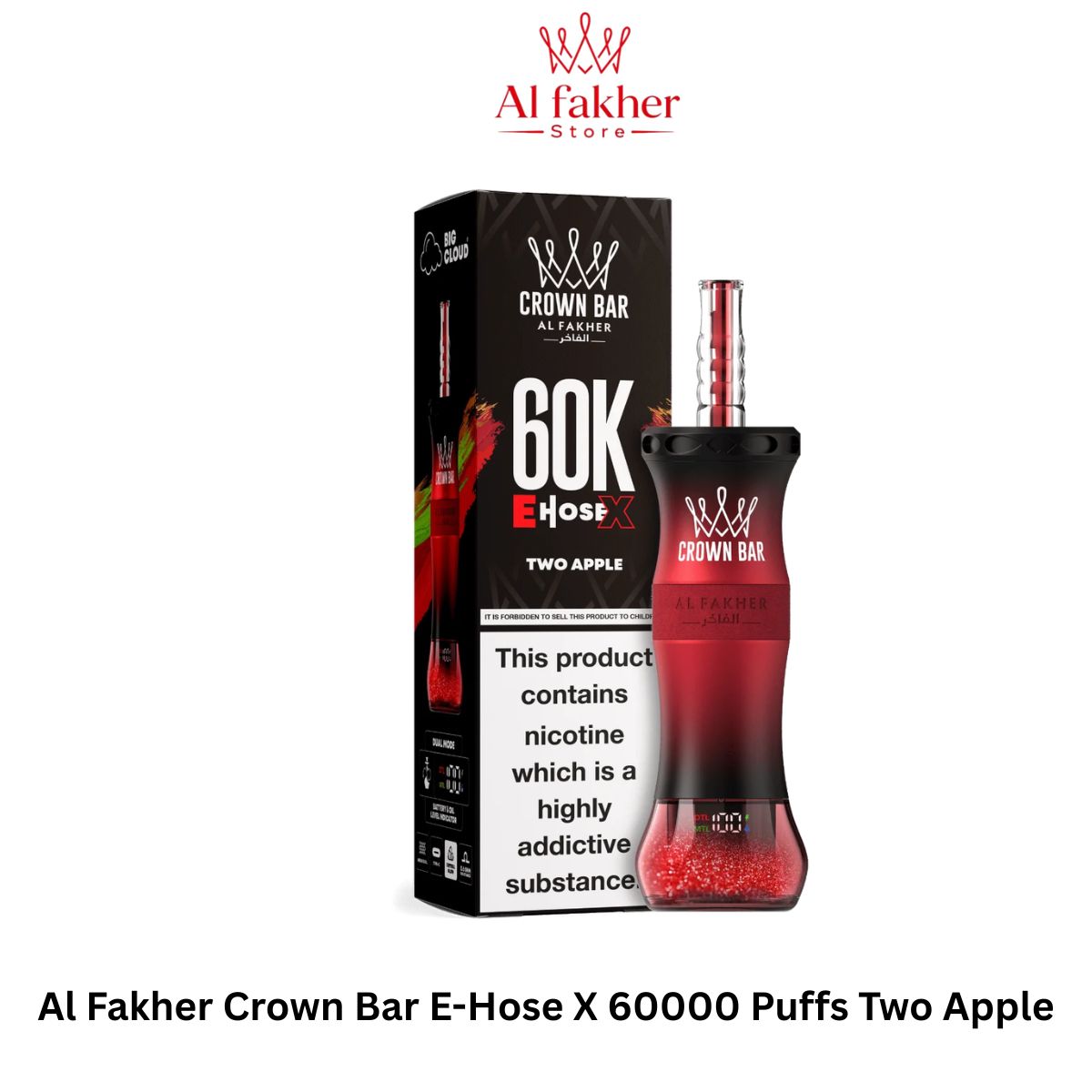Al Fakher Crown Bar E-Hose X 60000 Puffs Two Apple