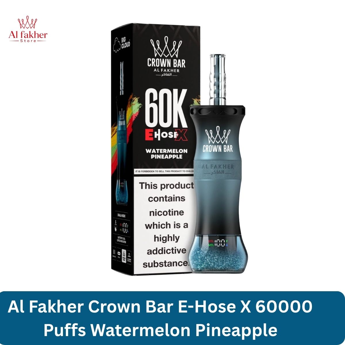 Al Fakher Crown Bar E-Hose X 60000 Puffs  Watermelon Pineapple