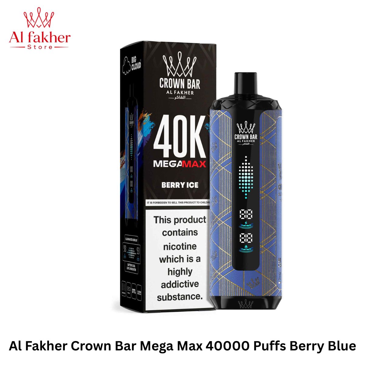 Al Fakher Crown Bar Mega Max 40000 Puffs Berry Blue