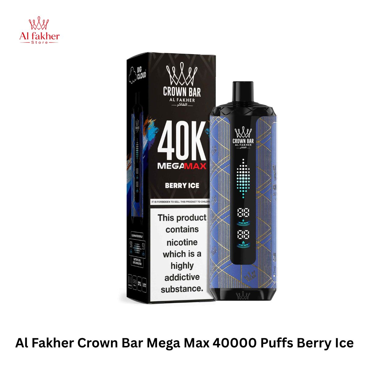 Al Fakher Crown Bar Mega Max 40000 Puffs Berry Ice