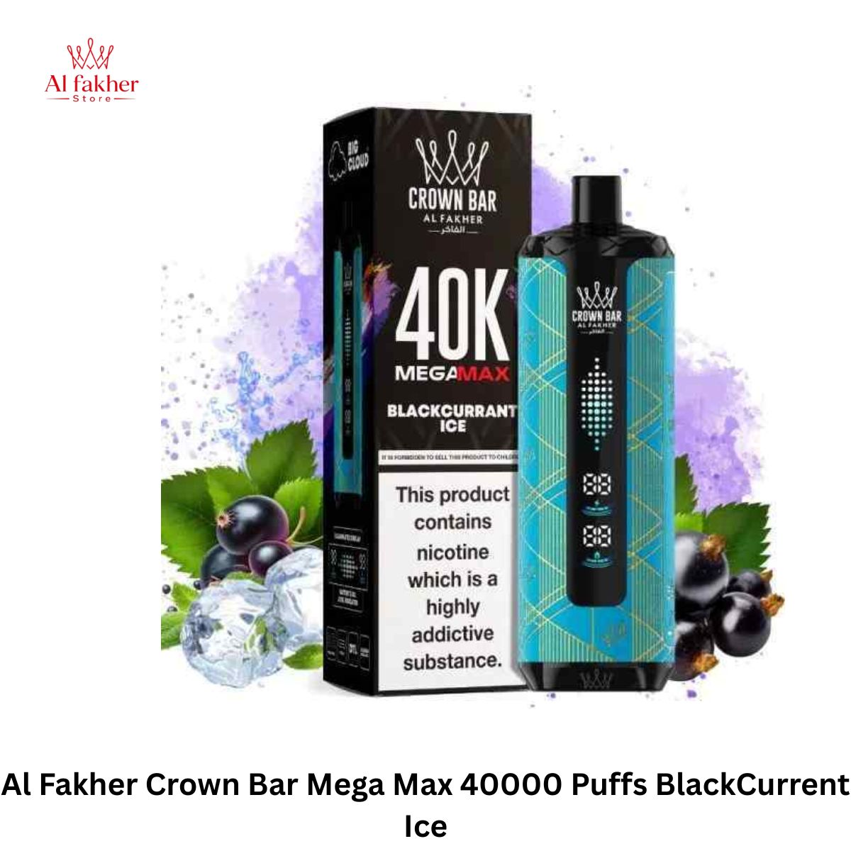 Al Fakher Crown Bar Mega Max 40000 Puffs BlackCurrent Ice