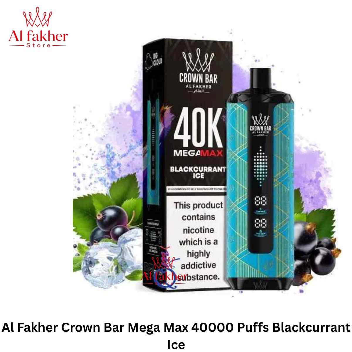 Al Fakher Crown Bar Mega Max 40000 Puffs Blackcurrant Ice