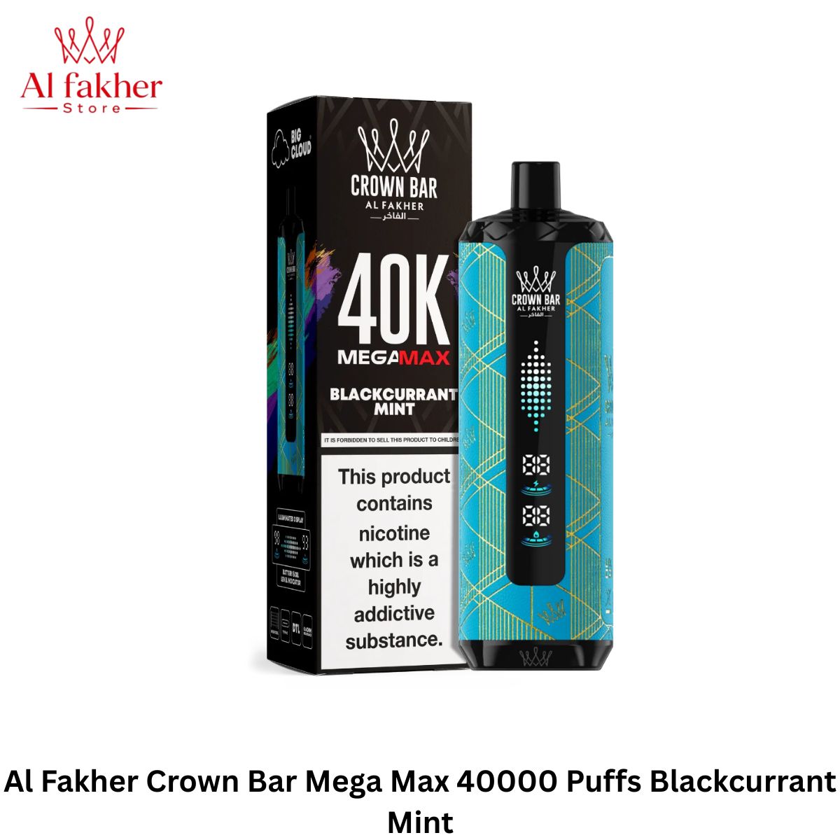 Al Fakher Crown Bar Mega Max 40000 Puffs Blackcurrant Mint