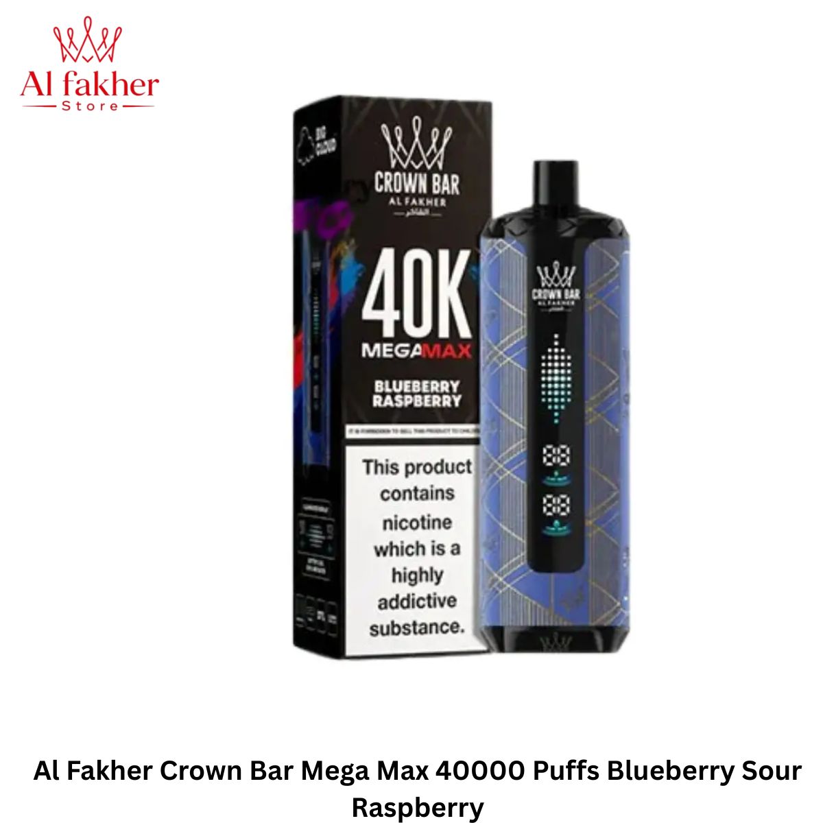 Al Fakher Crown Bar Mega Max 40000 Puffs Blueberry Sour Raspberry