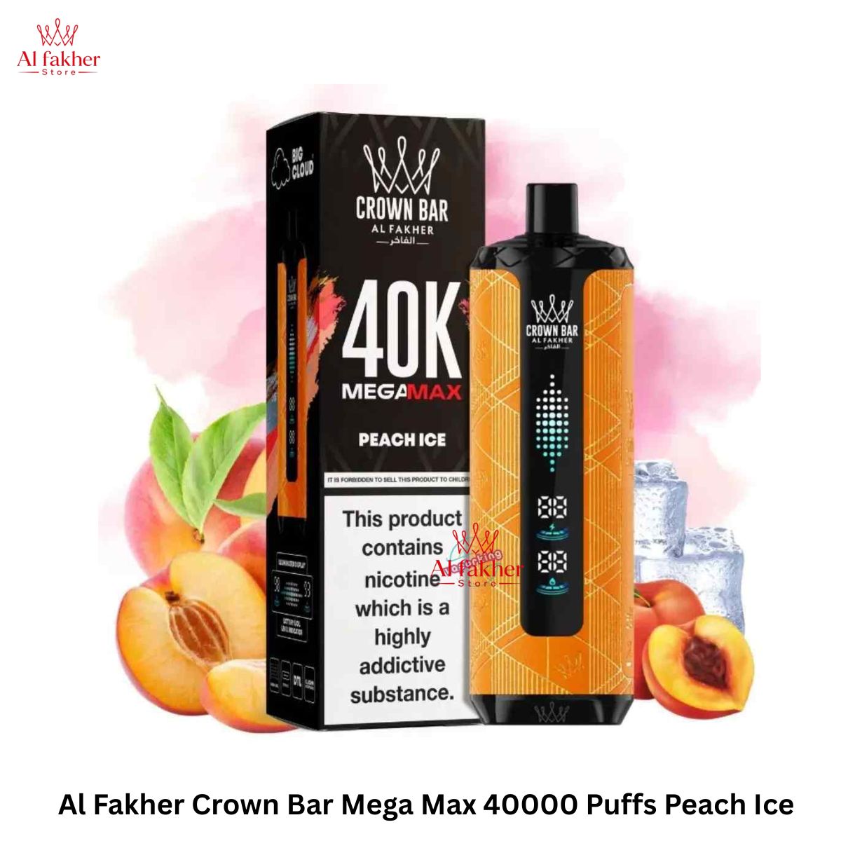 Al Fakher Crown Bar Mega Max 40000 Puffs Peach Ice