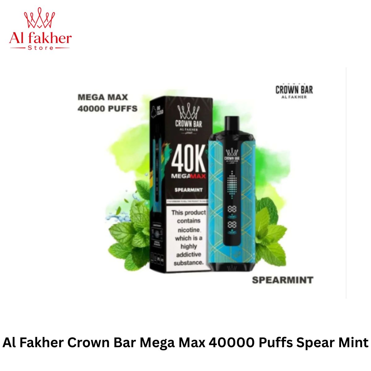 Al Fakher Crown Bar Mega Max 40000 Puffs Spear Mint