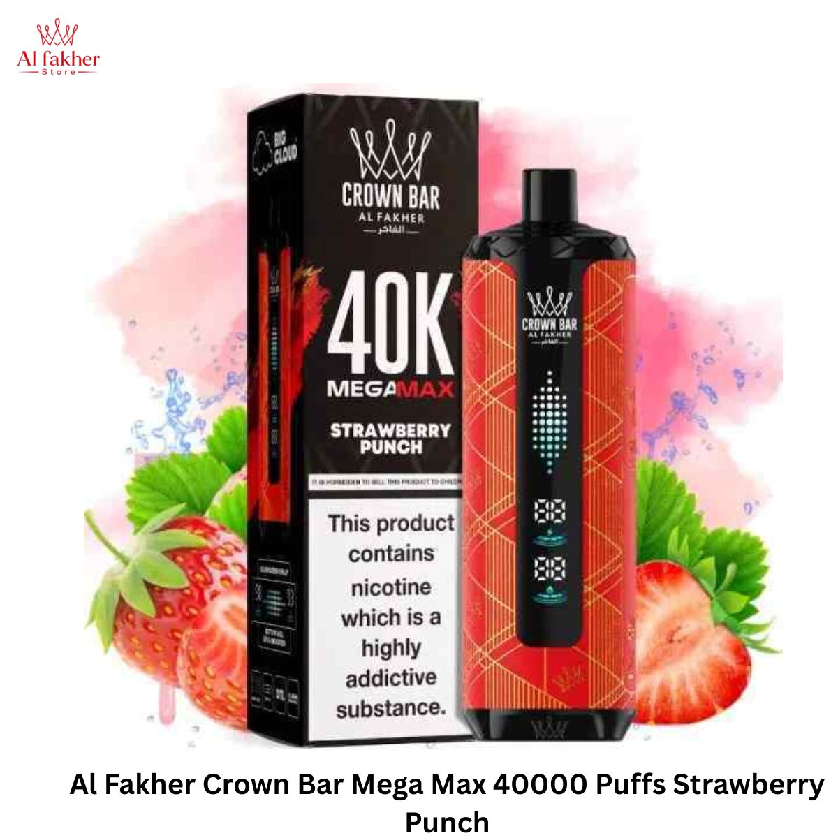 Al Fakher Crown Bar Mega Max 40000 Puffs Strawberry Punch