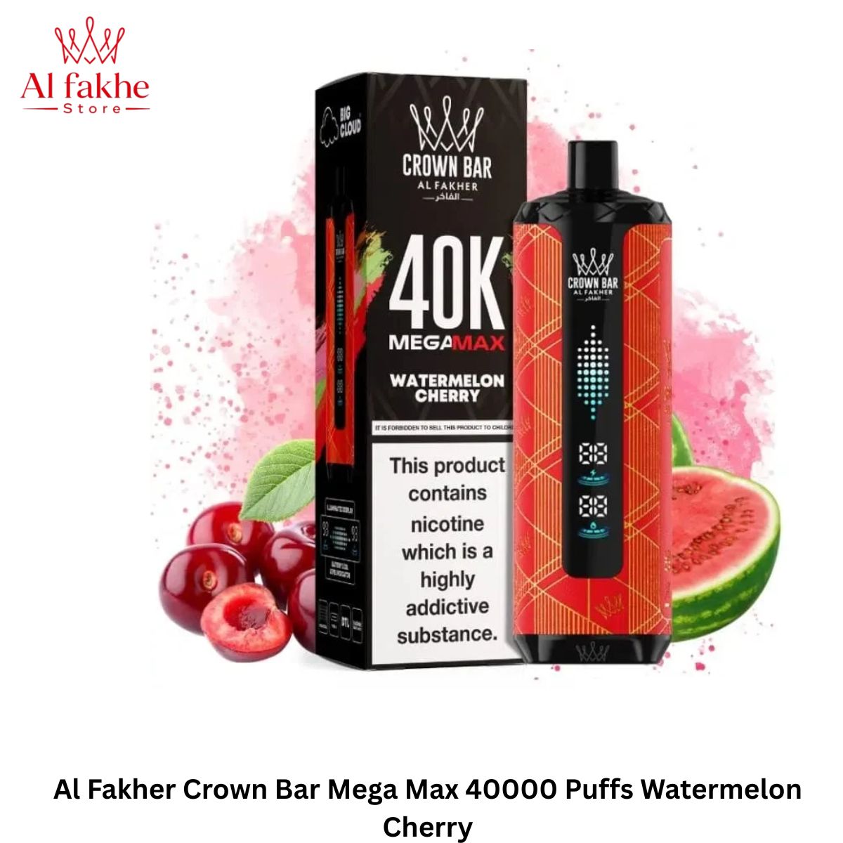 Al Fakher Crown Bar Mega Max 40000 Puffs Watermelon Cherry