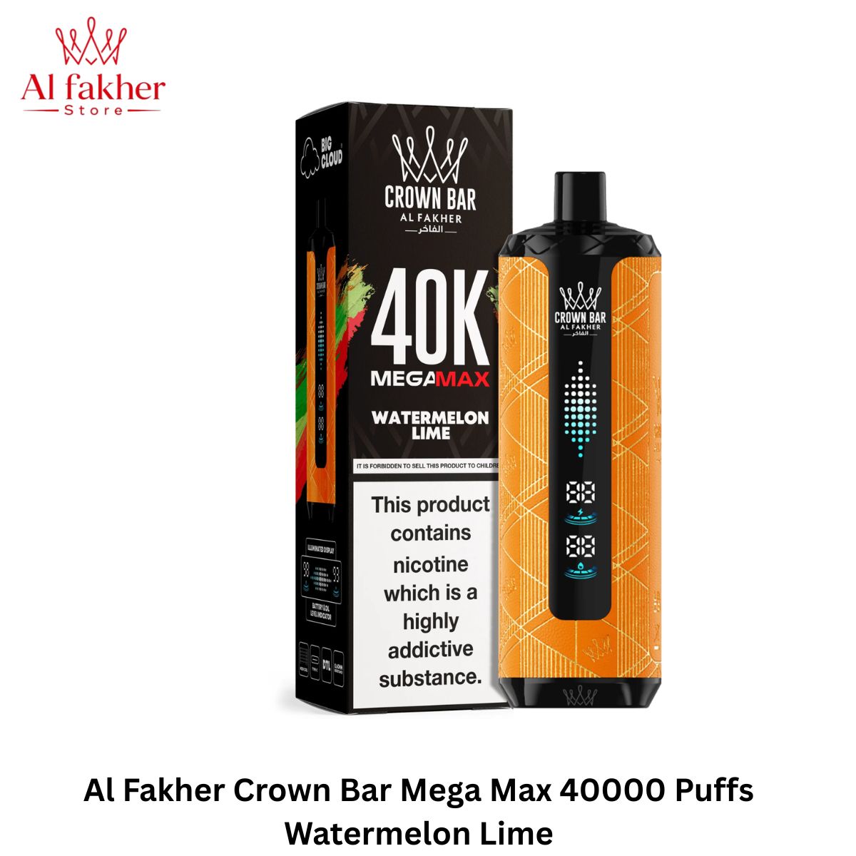Al Fakher Crown Bar Mega Max 40000 Puffs Watermelon Lime