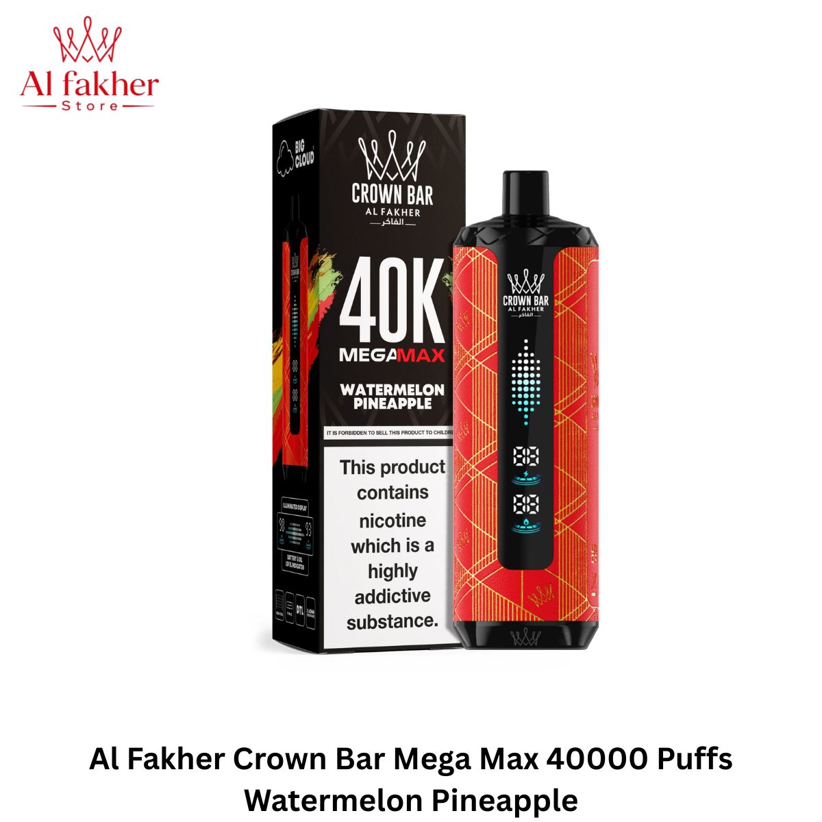 Al Fakher Crown Bar Mega Max 40000 Puffs Watermelon Pineapple