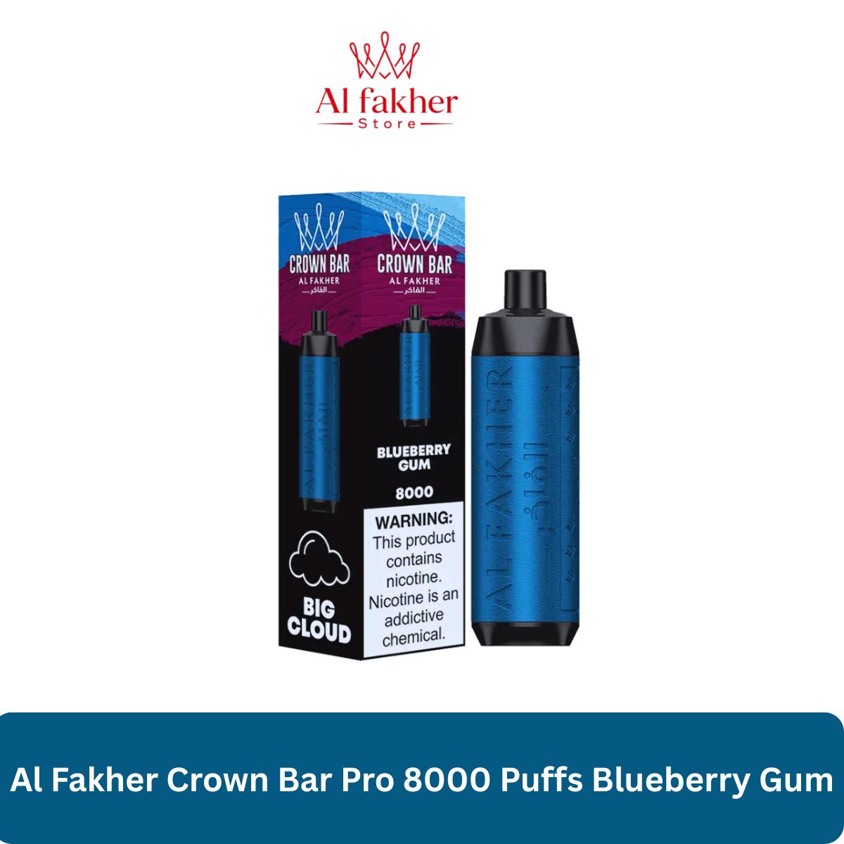 Al Fakher Crown Bar Pro 8000 Puffs Blueberry Gum