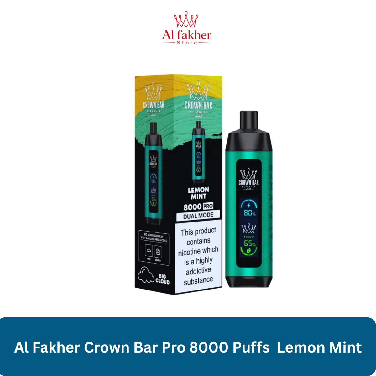 Al Fakher Crown Bar Pro 8000 Puffs Lemon Mint