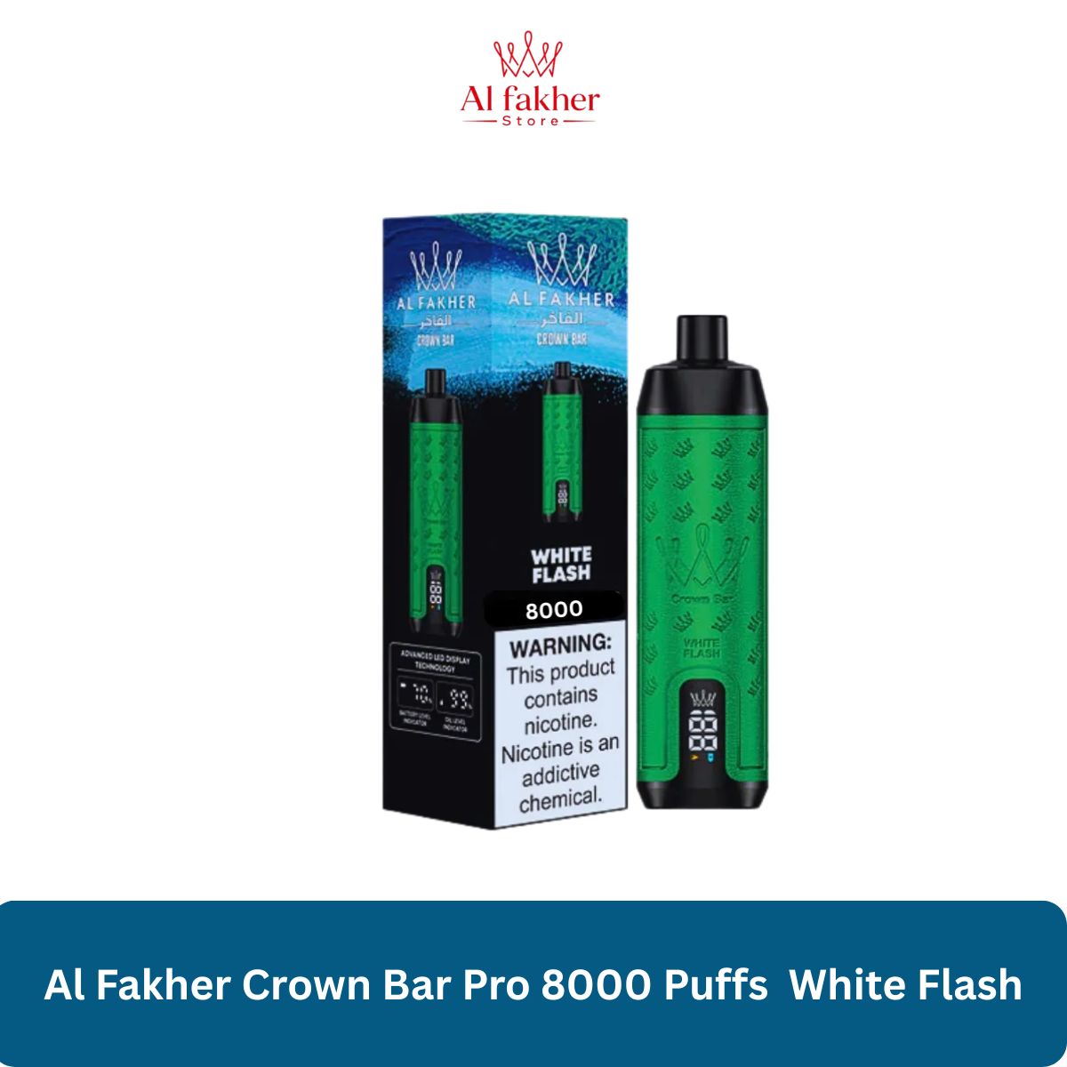 Al Fakher Crown Bar Pro 8000 Puffs White Flash