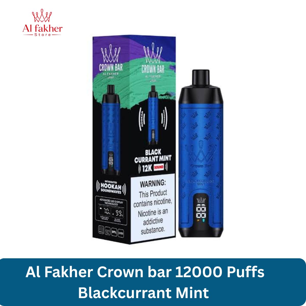 Al Fakher Crown bar 12000 Puffs Blackcurrant Mint