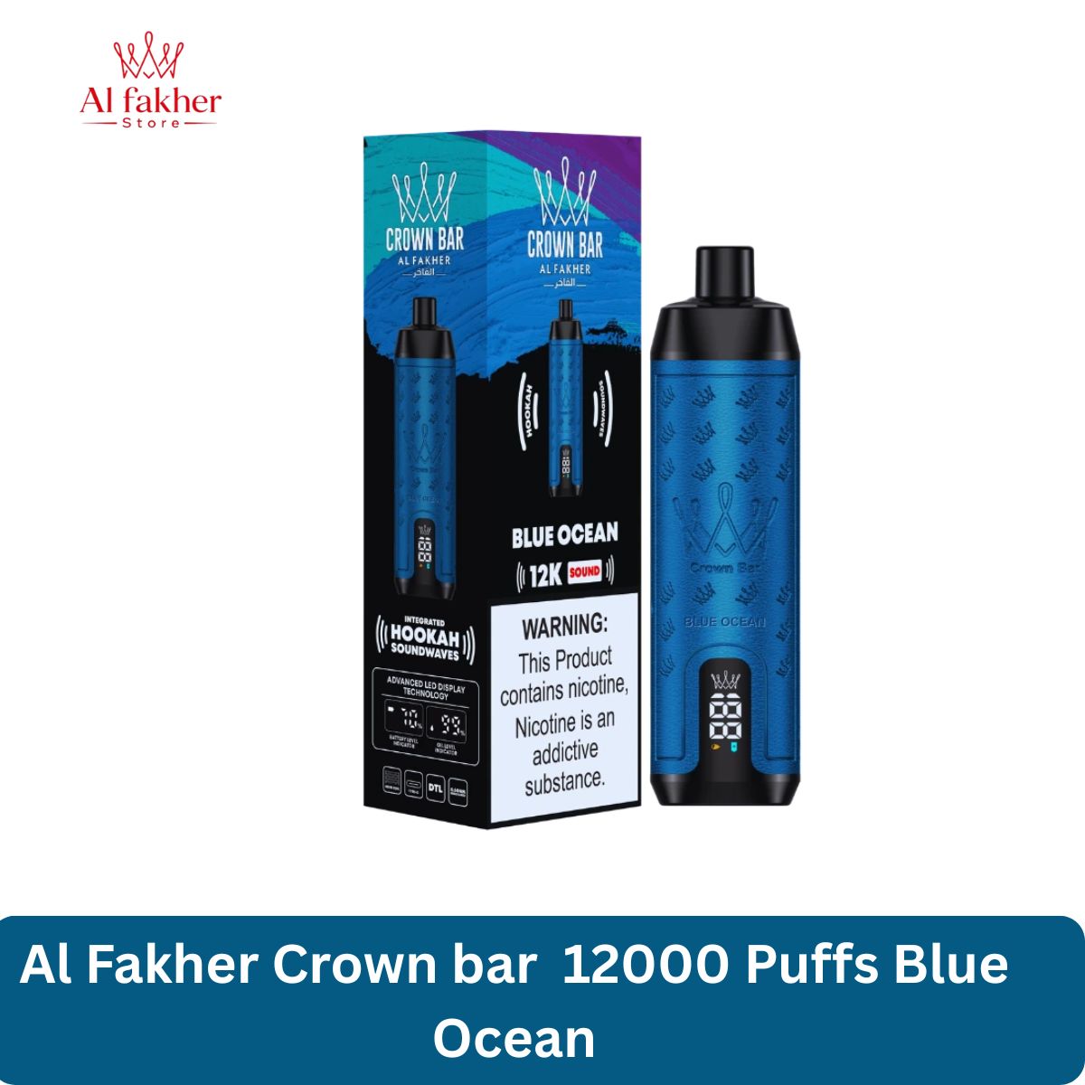 Al Fakher Crown bar 12000 Puffs Blue Ocean