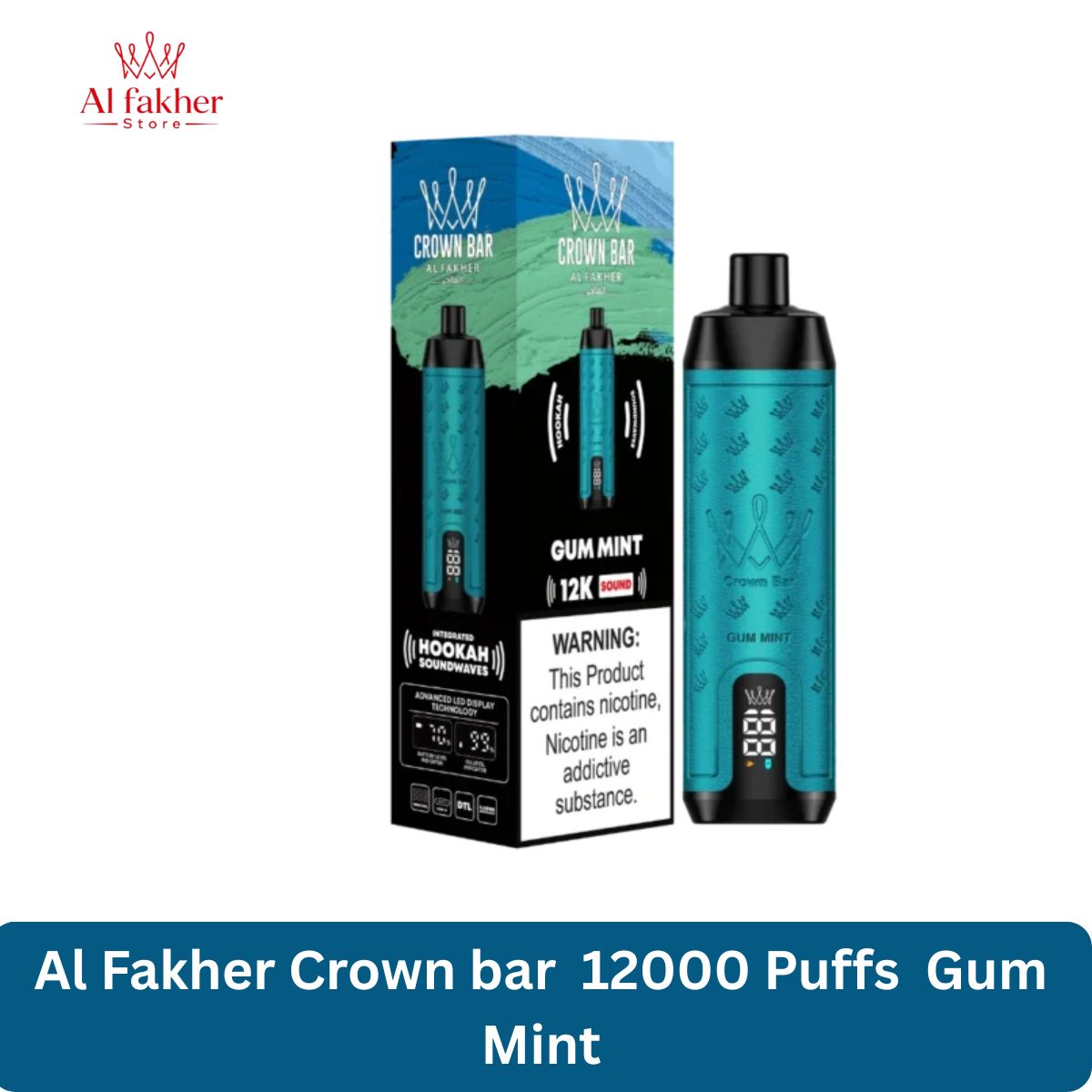 Al Fakher Crown bar 12000 Puffs Gum Mint