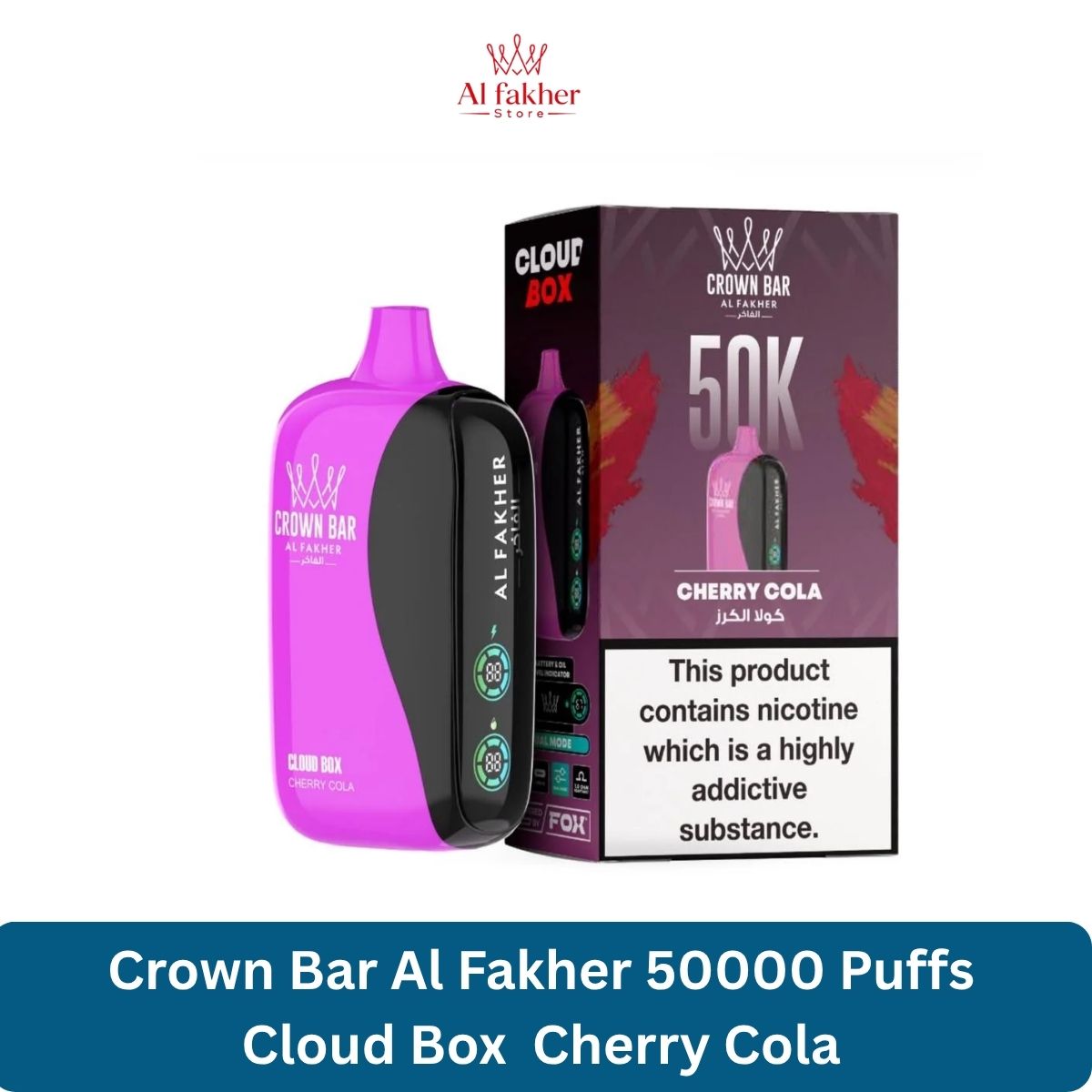 Crown Bar Al Fakher 50000 Puffs Cloud Box Cherry Cola