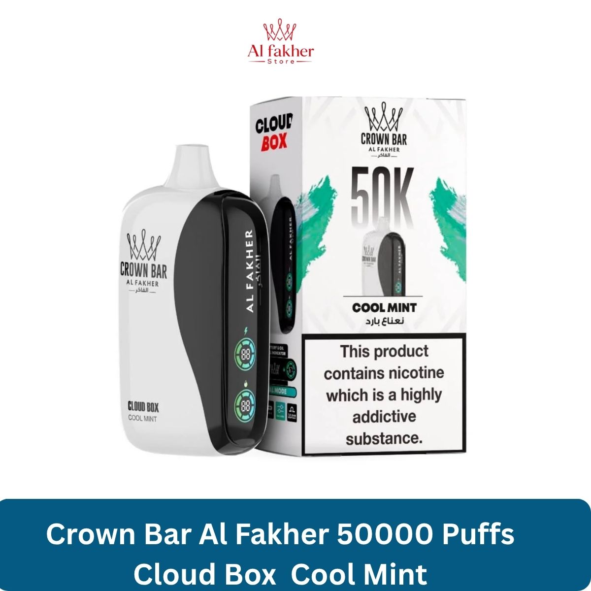 Crown Bar Al Fakher 50000 Puffs Cloud Box Cool Mint