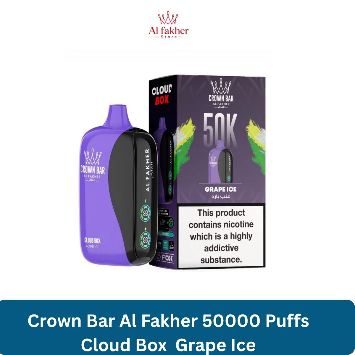 Crown Bar Al Fakher 50000 Puffs Cloud Box Grape Ice