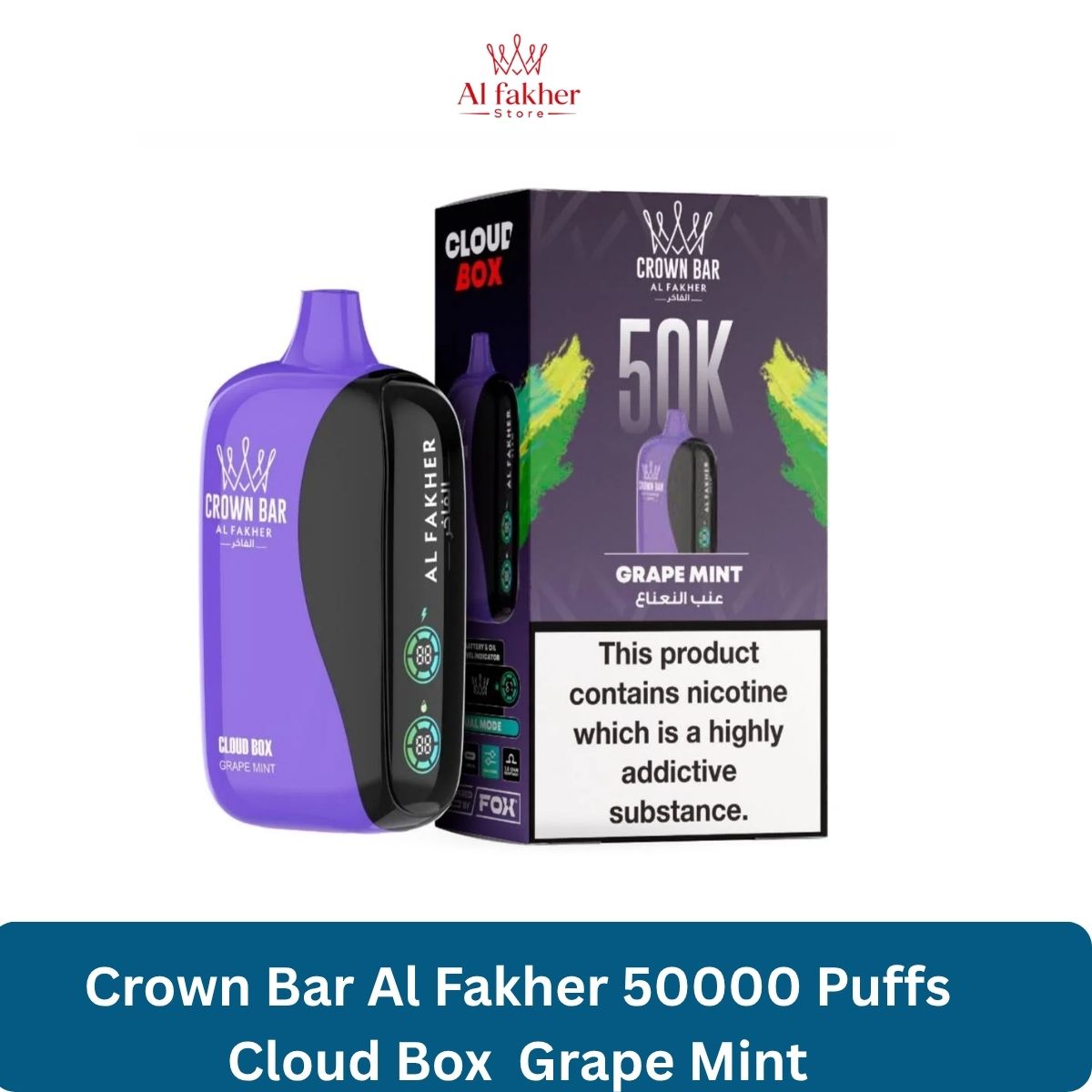 Crown Bar Al Fakher 50000 Puffs Cloud Box Grape Mint