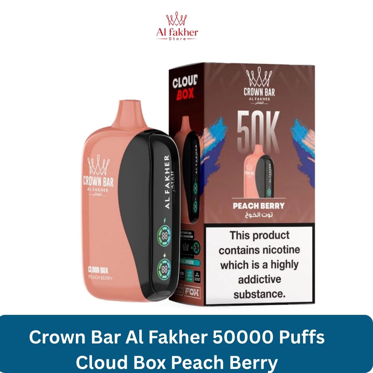 Crown Bar Al Fakher 50000 Puffs Cloud Box Peach Berry