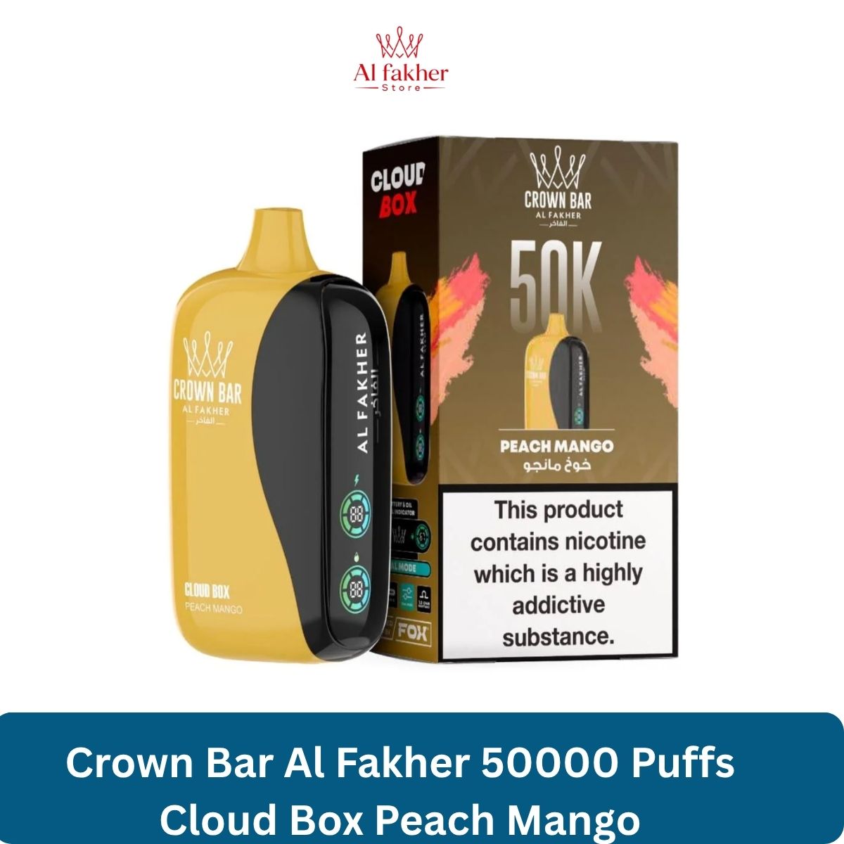 Crown Bar Al Fakher 50000 Puffs Cloud Box Peach Mango